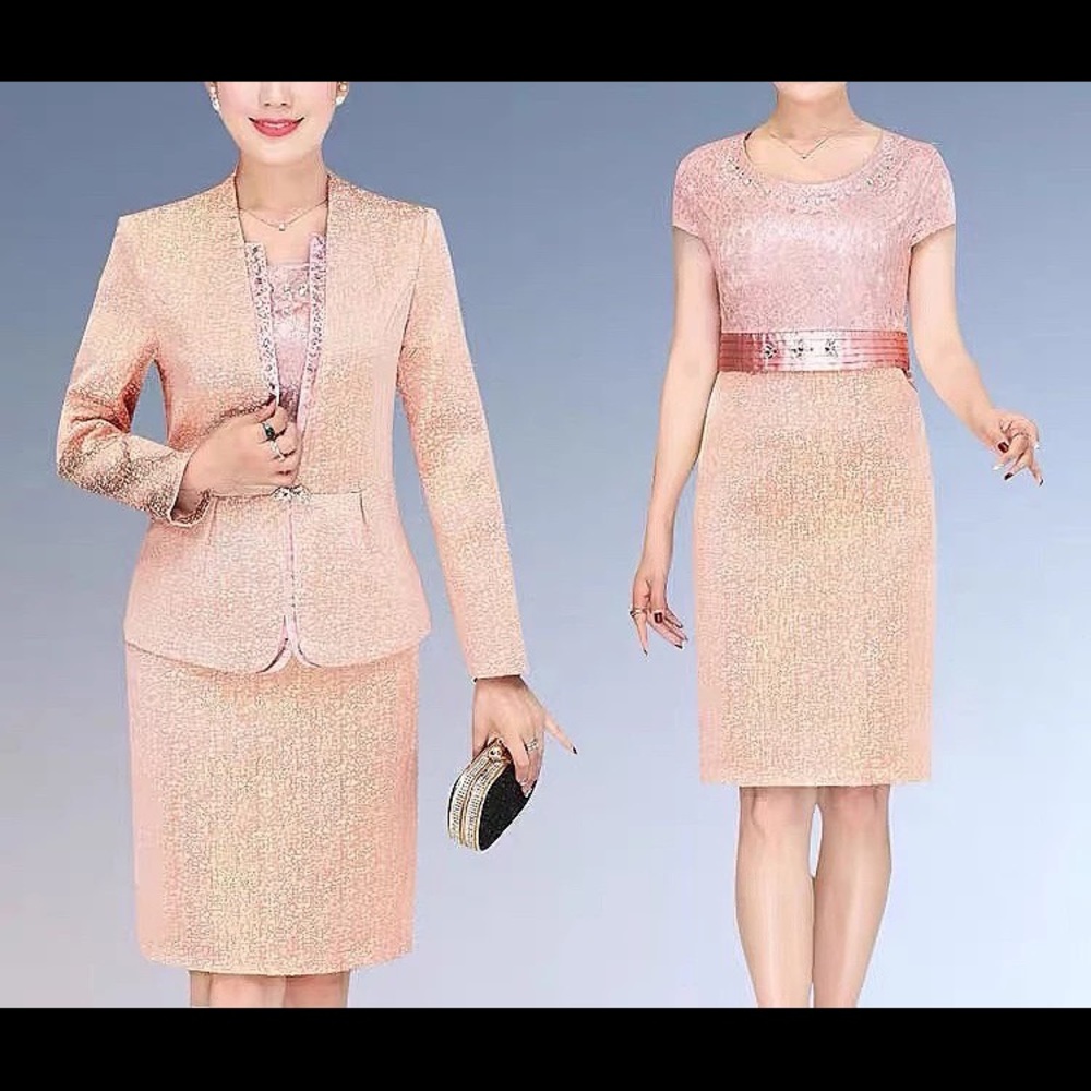 Lace Mother of the Bride Dresses Knee Length 2 Piece with Jacket Mother